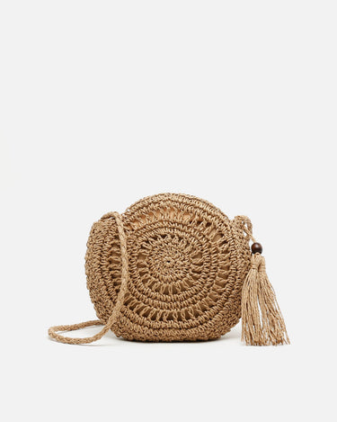 Roundy bolso bandolera redondo efecto rafia 