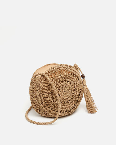 Roundy bolso bandolera redondo efecto rafia 