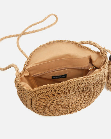 Roundy bolso bandolera redondo efecto rafia 