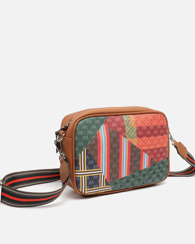 Bolso bandolera con estampado patchwork monograma