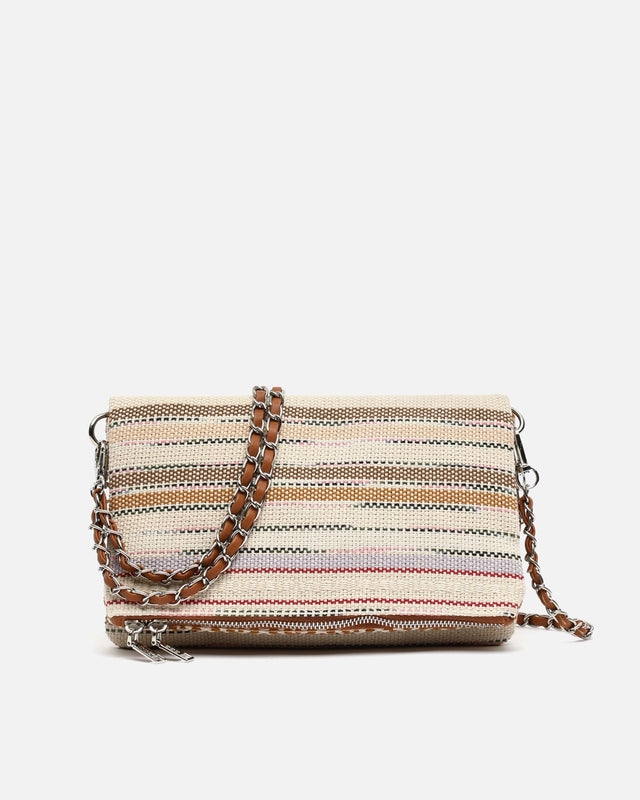 Bolso bandolera con doble correa y estampado jacquard