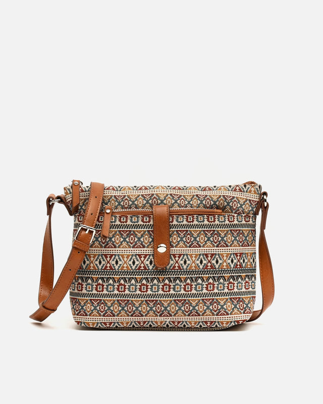 Bolso bandolera pequeño con estampado jacquard y neceser pequeño