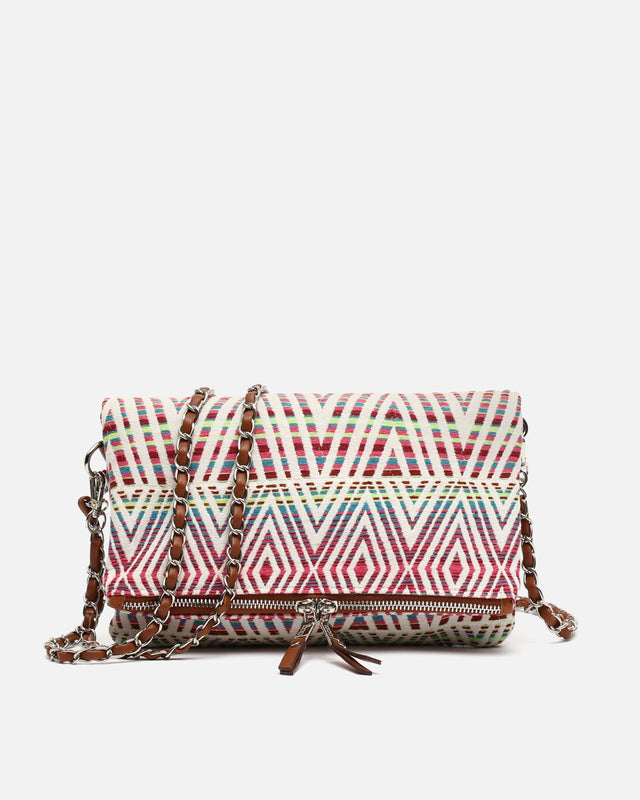 Bolso bandolera pequeño con doble correa y estampdo jacquard