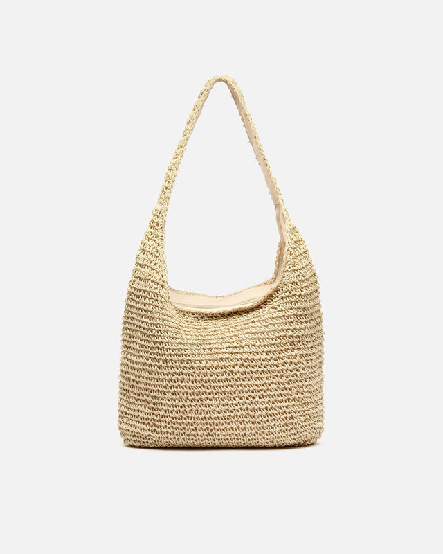 Große Hobo-Tasche mit Raffia-Effekt 