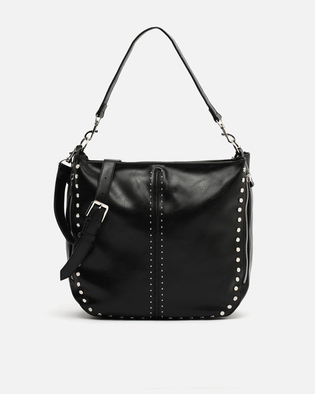 Bolso hobo grande con asa bandolera extraíble y detalles metálicos