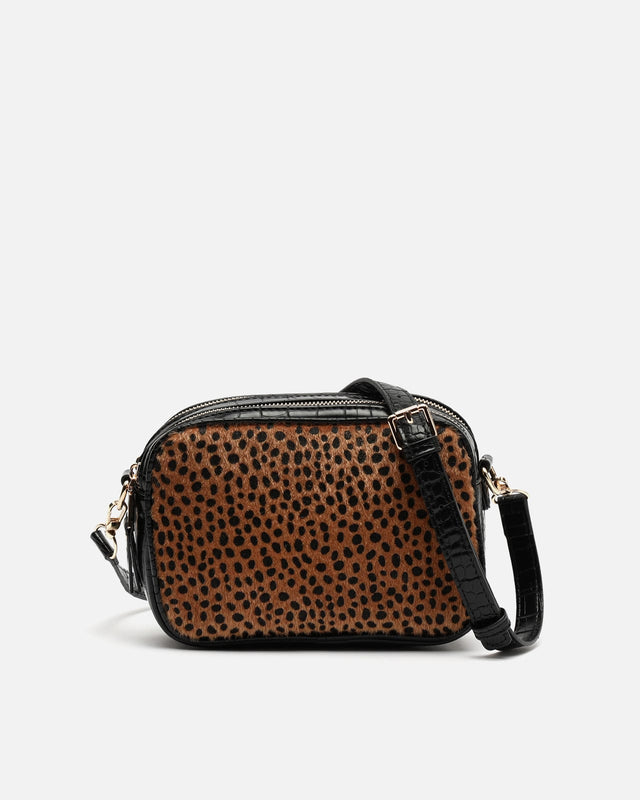 Borsa a tracolla piccola con stampa animalier 