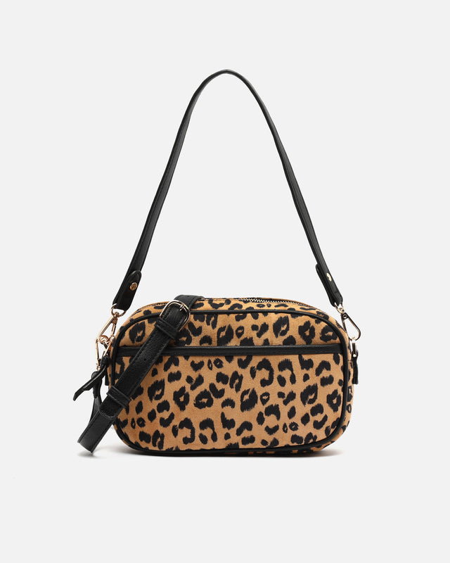 Abi small shoulder bag with removable shoulder strap and animal print