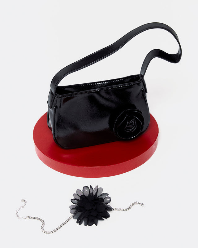 Zolu Small party shoulder bag with flower detail 