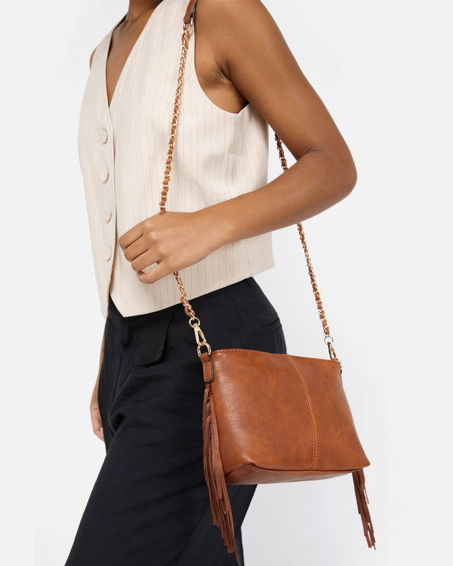 Anabela Small shoulder bag with fringes 