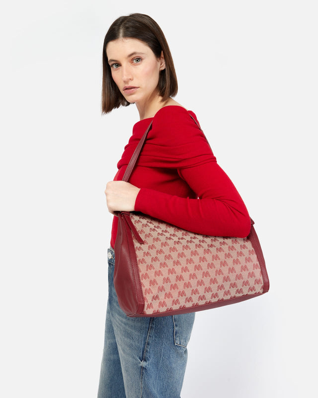 Bolso de hombro grande con estampado monogram